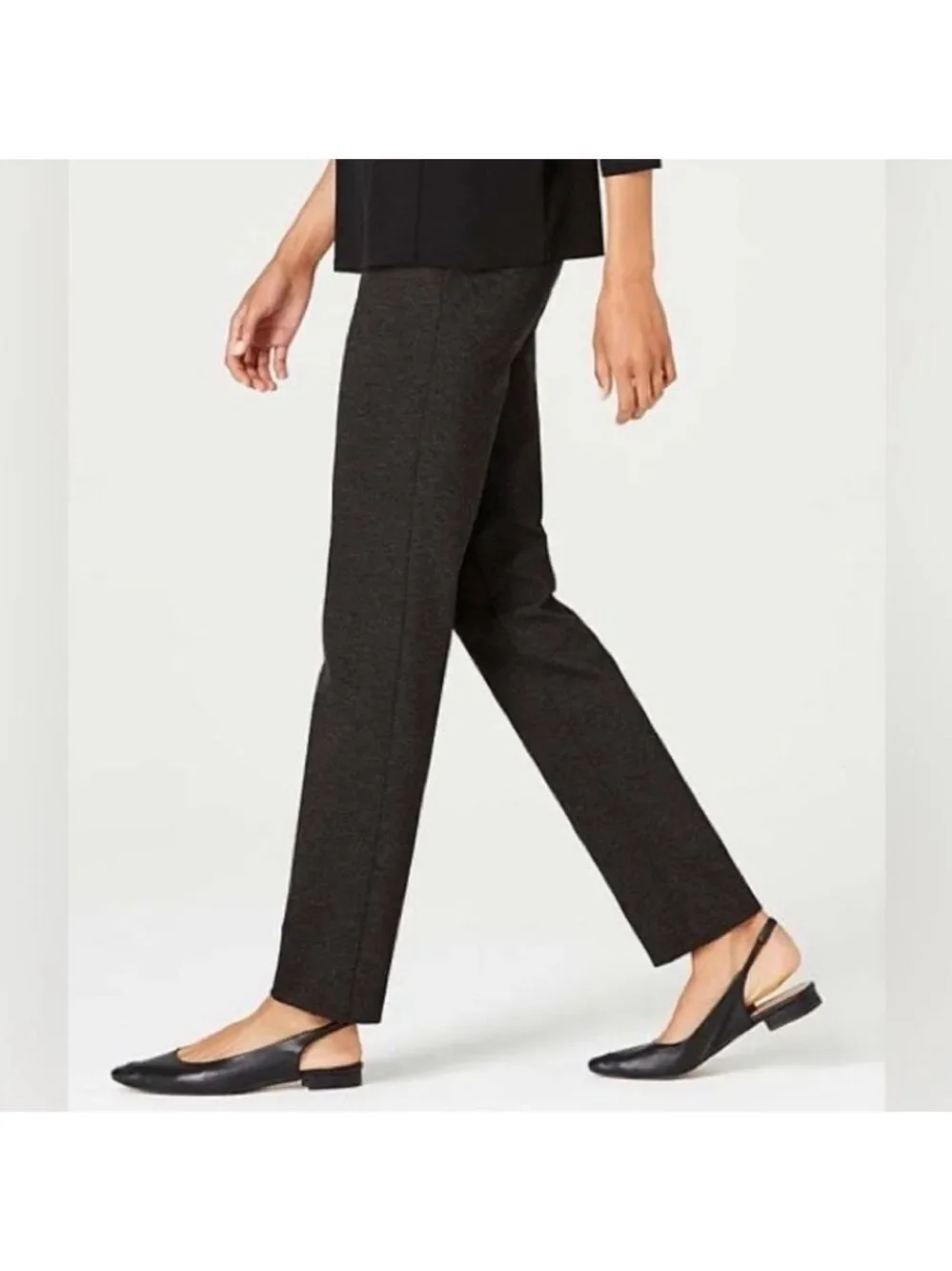J. Jill Women's Ponte Knit Slim-Leg Pants Charcoal Size Small Petite